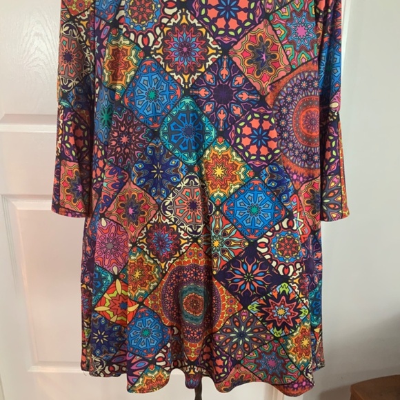 Judith March Anthropologie Retro Patchwork Boho Hippie Mini Dress Size Small - Picture 3 of 10